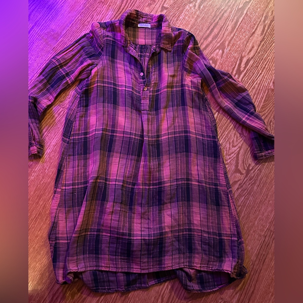 Free People & CP Shades Plaid Long Sleeve Shirt Dress Size S